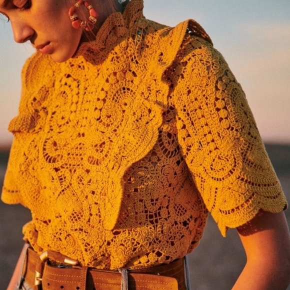 Sezane Tops - Sezane Pauletta Blouse in Ochre size 34